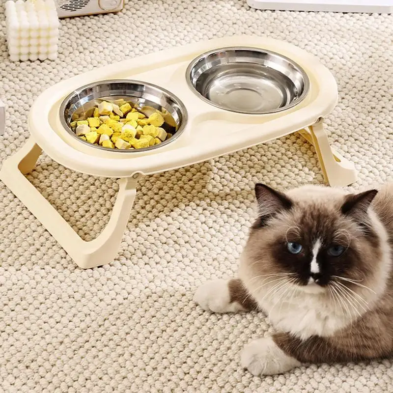 

Нескользящая двойная миска для кошек, миска для кормления домашних животных, миска для собак, миска для домашних животных со съемной регулируемой высотой, миска для кормления домашних животных