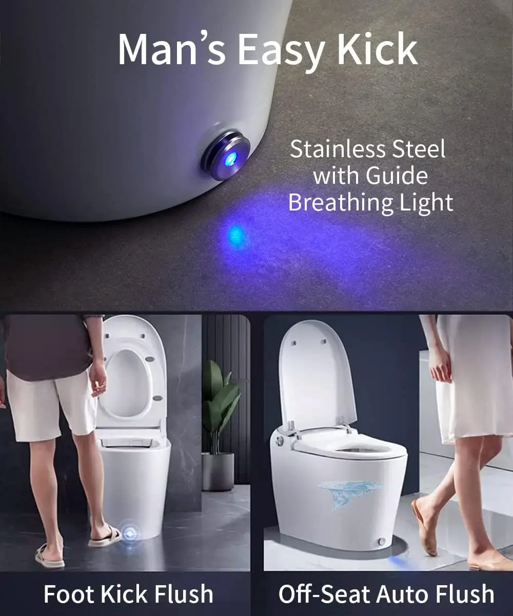Eplo Smart Toilet Heated Seat,Off-Seat Auto Flush,Foot Kick Flush,Blackout Can Flush,Warm Wash,One Piece Toilet With Bidet 2