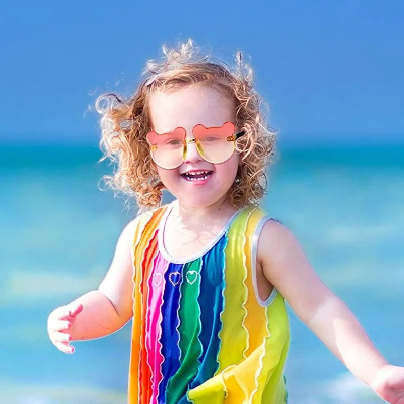 

Детские круглые солнцезащитные очки без оправы UV400 в форме медведя