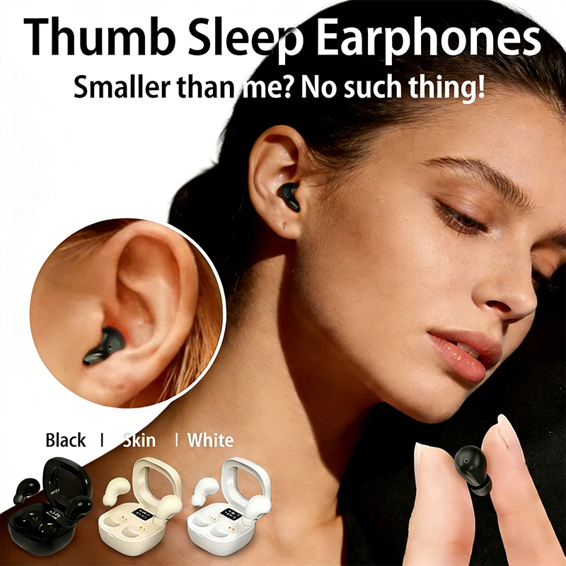 Compact Wireless Bluetooth Earbud - Invisible HD Bass Headphone for Sleep, Work, Sport, and Gaming