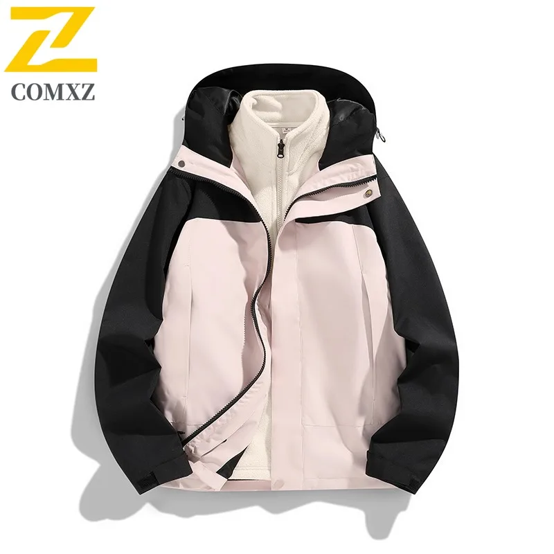COMXZ 3-in-1 Premium Classic Jacket for Men Outdoor Expedition Wind Resistant Motorcycle Coat Cozy Stylish Autumn Men Clothing