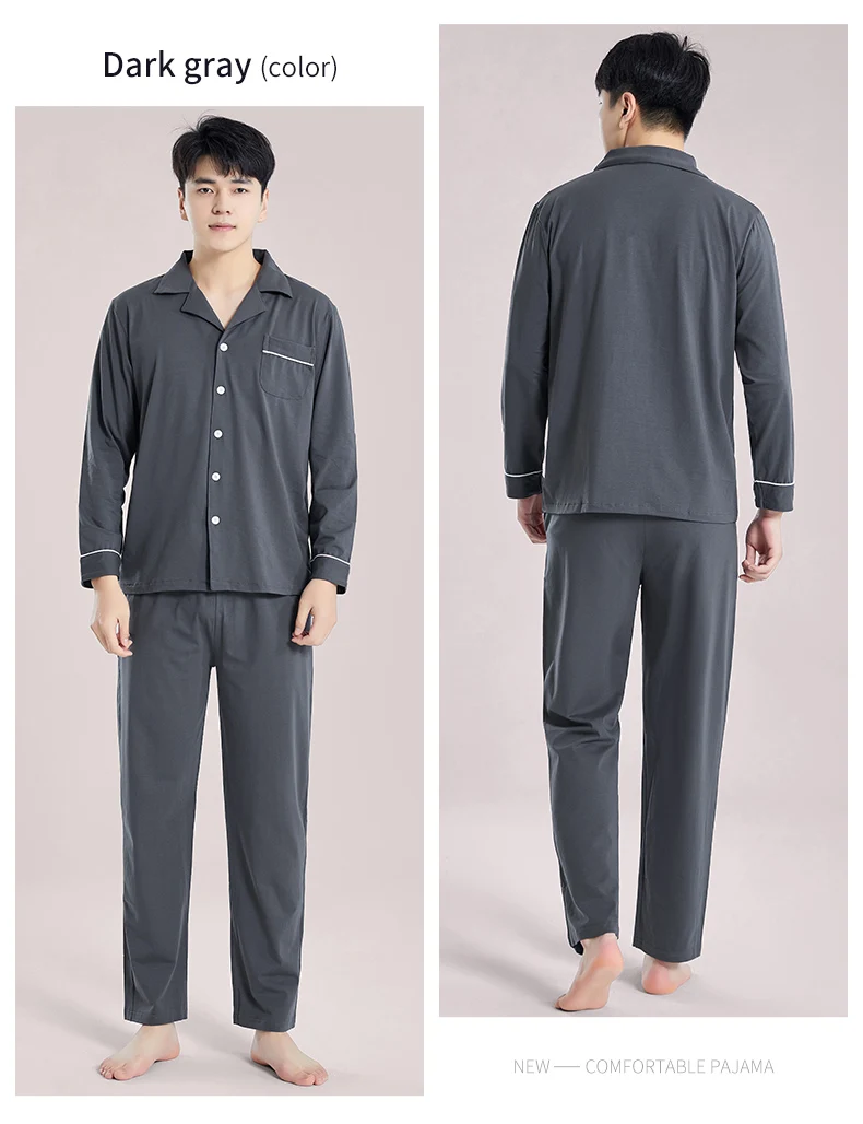 Pyjama en coton fin pour homme,v??tements de chambre ?� coucher,zones de pyjama d'hiver,v??tements 