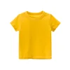 2024 Summer Girls Boys Solid T-Shirts Clothes 100% Pure Cotton Short Sleeve Yellow Red Green Kids UnderShirt Bottomming Clothing 5