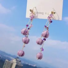  vintage Long purple earrings  Ethnic drop temperament retro earrings for Women's 2022 NEW Wholesale Jewelry 