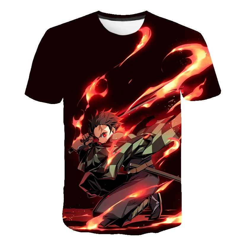 

2023 Summer New Demon Slayer T Shirts 1-3 8 9 14 Years Old Baby Children's Clothing Short Sleeve T-Shirts 3D Print Tees Costumes