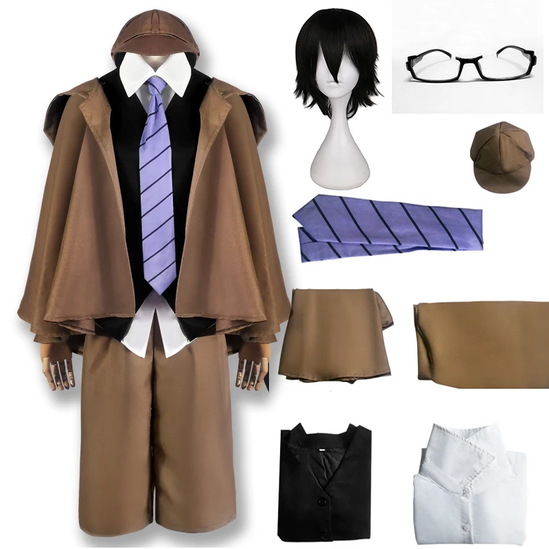 

2023 Anime Bungo Stray Dogs Detective Ranpo Edogawa Cosplay Costume Uniform Suit Or Black Wig
