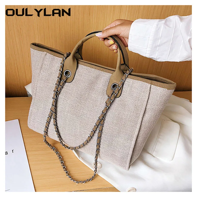 

2023 New European and American Bucket Women's Bag Large Capacity Handheld One Shoulder Diagonal Straddle Chain Tote Bag
