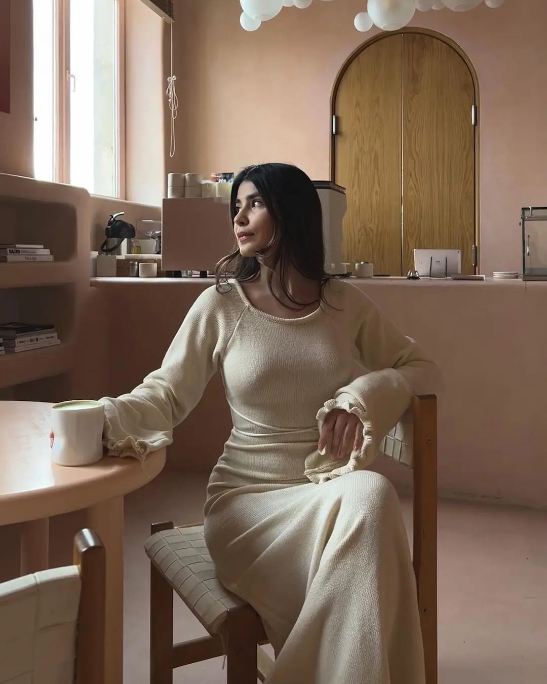 Ruffled Backless Knit Dress Solid Female Casual Lace-Up High Waist Long Sleeve Maxi Dress Knitwear Bandage Fashion Dress