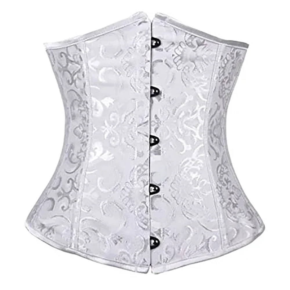 Women Gothic Sexy Satin Underbust Corset Bustier Waist Cincher Slimming Body Shaper Corselete Lingerie Plus Size Party Clubwear