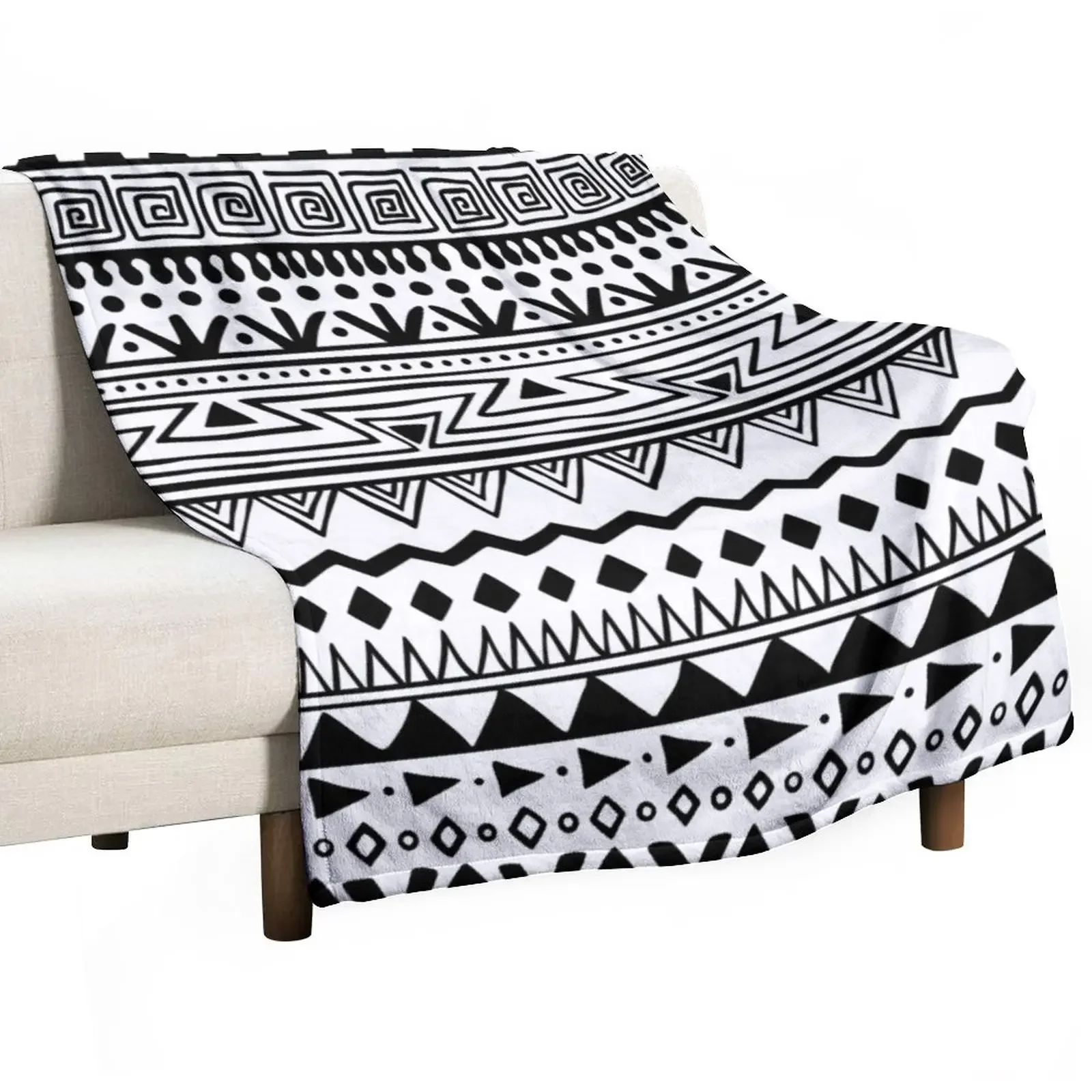 

Black and White African Pattern Throw Blanket funny gift Baby Blankets