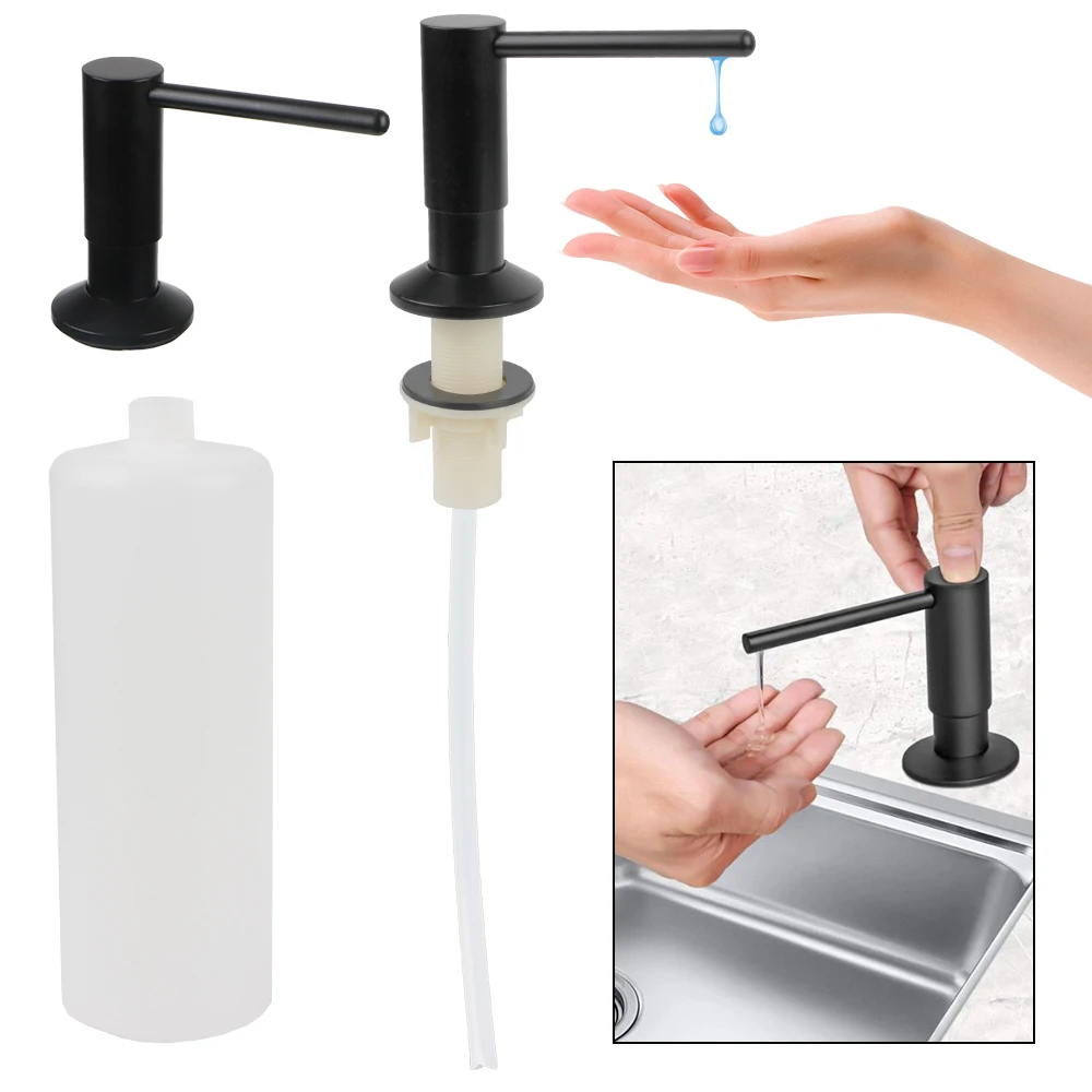 

Brass Pump Head Liquid Soap Dispenser With Extension Tube Black Kitchen Accessories For Kitchen Sink Bathroom Accessories