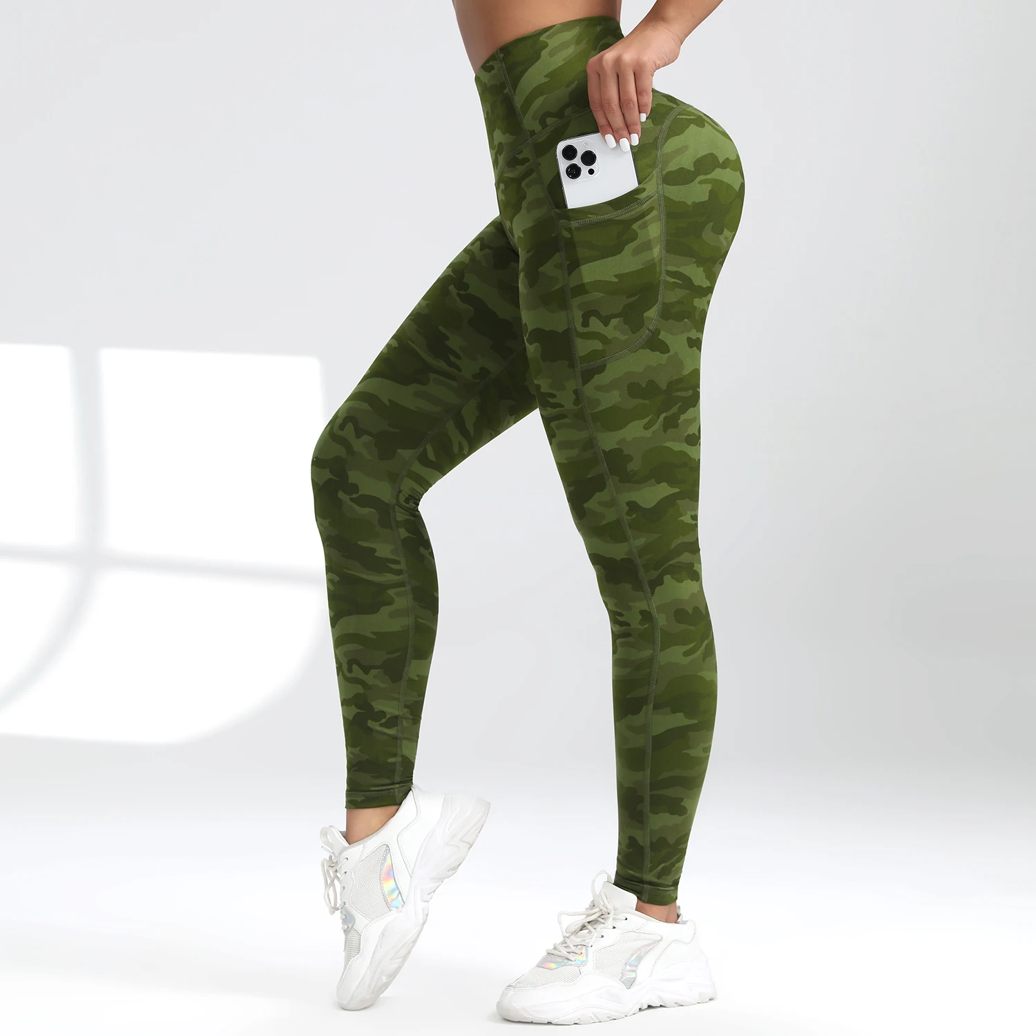 Camouflage Pockets Hight Waist Women Gym Leggings Casual Elastic Outdoors Pants High Street style Seam Workout Running Pants 2
