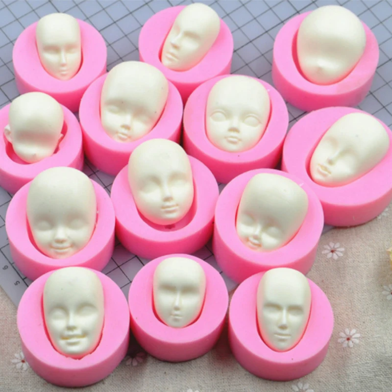Description Picture 2 of item13pcs Doll Face Silicone Mold Cartoon Doll Head Candy Cookie Molud DIY Cake Decoration Baking Tools Clay Chocolate Pastry Molds