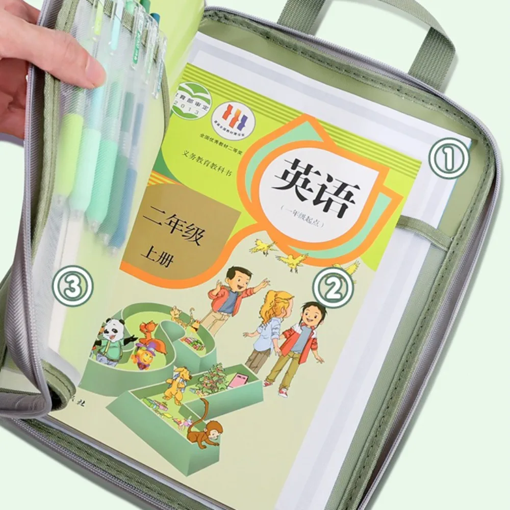 New Nylon Mesh Tutoring Bag Large Capacity Transparent File Bags Handheld Multi Layer Handbag School