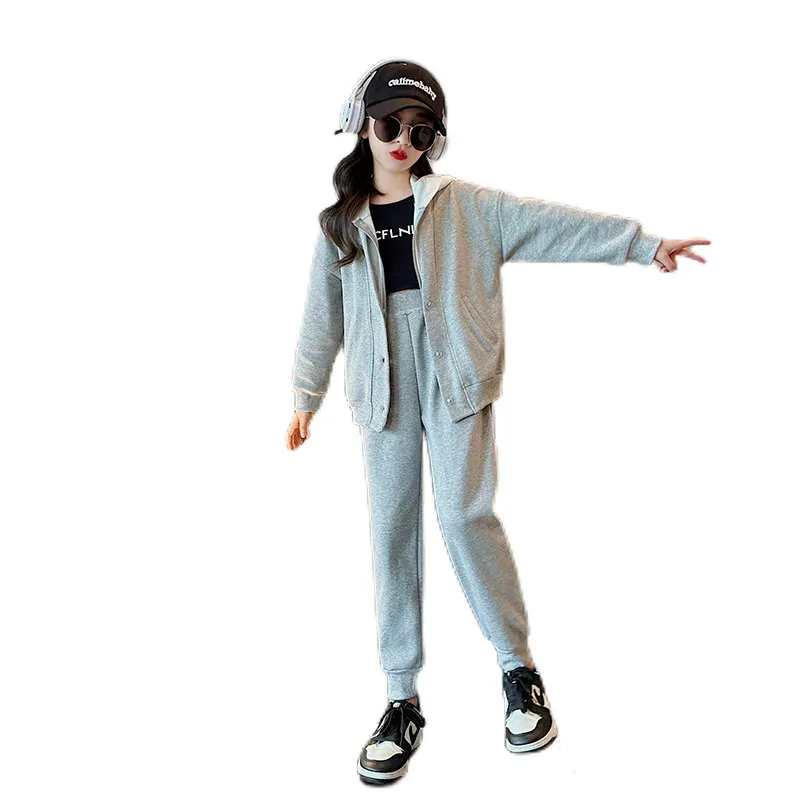 

Children Costumes New Spring Autumn 2023 Hooded Jacket + Pants Two Pieces School Teenagers Girls Clothes Set Casual Kids Outfits