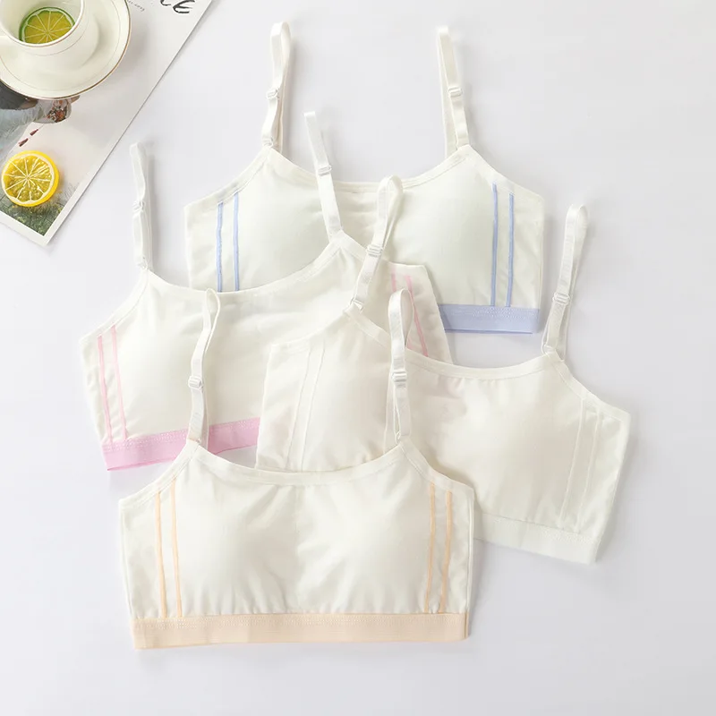 

4 Pcs/Lot Girl Underwears Cotton Girls Bra With Sponge Cup Puberty Girls Training Bras Breathable Young Girl Brassiere Fille