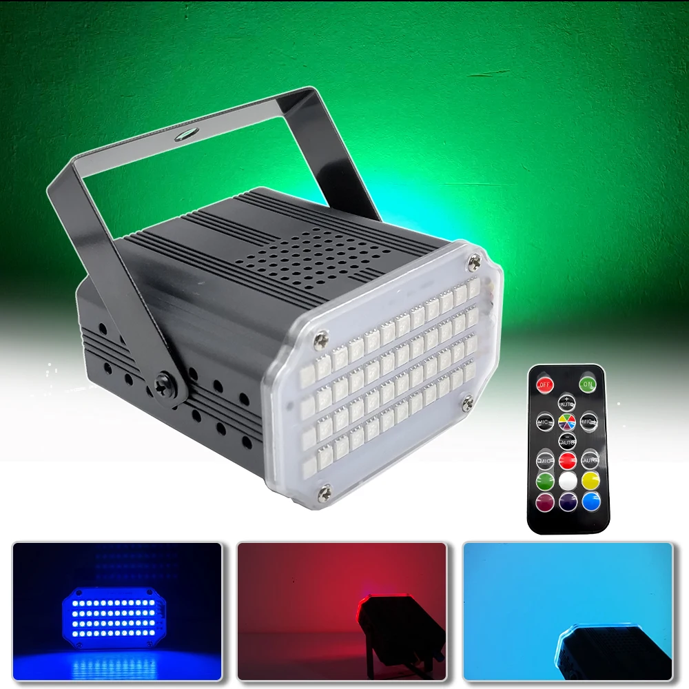 Led 48 Rgb Uv White Strobe Lights Party Christmas Music Club Disco Dj Sound Telecomando Attivato Flash Stage Lighting Effect