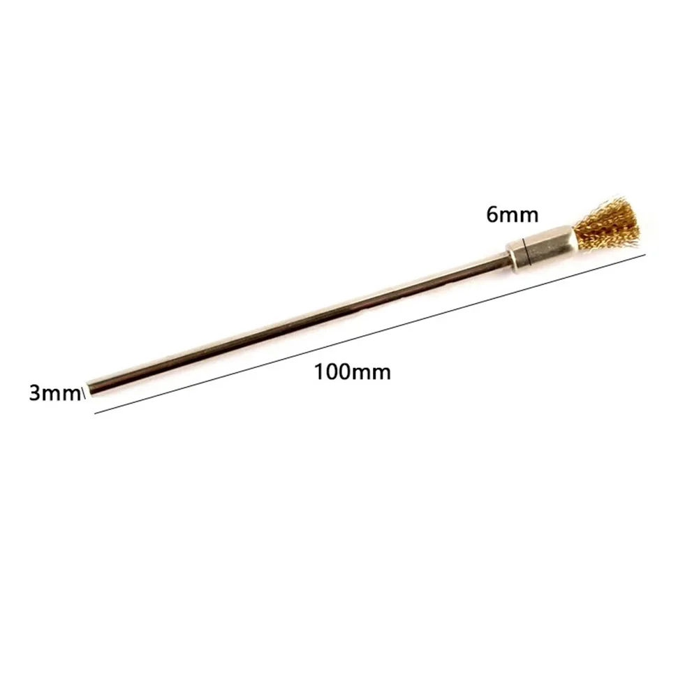 Pen Wire Brush 100mm With 3.0 Round Long Shank,Steel Cleaning End Brushes Rotary Tool Pen Wire Brush Rust Paint Removal 5
