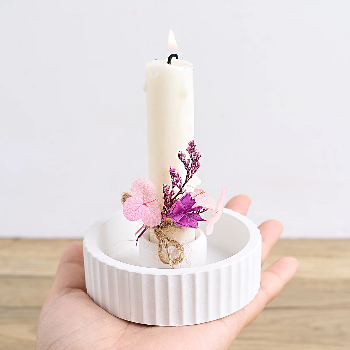 حامل شموع مستدير خرساني قالب من السيليكون مخطط لام...