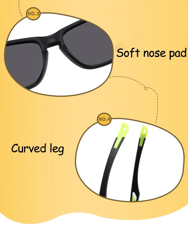 Outdoor Sports Kids Square Sunglasses Polarized UV400 Protection Flexible Silicone Glasses Shades for Boys Girls 3-12_voghion.com