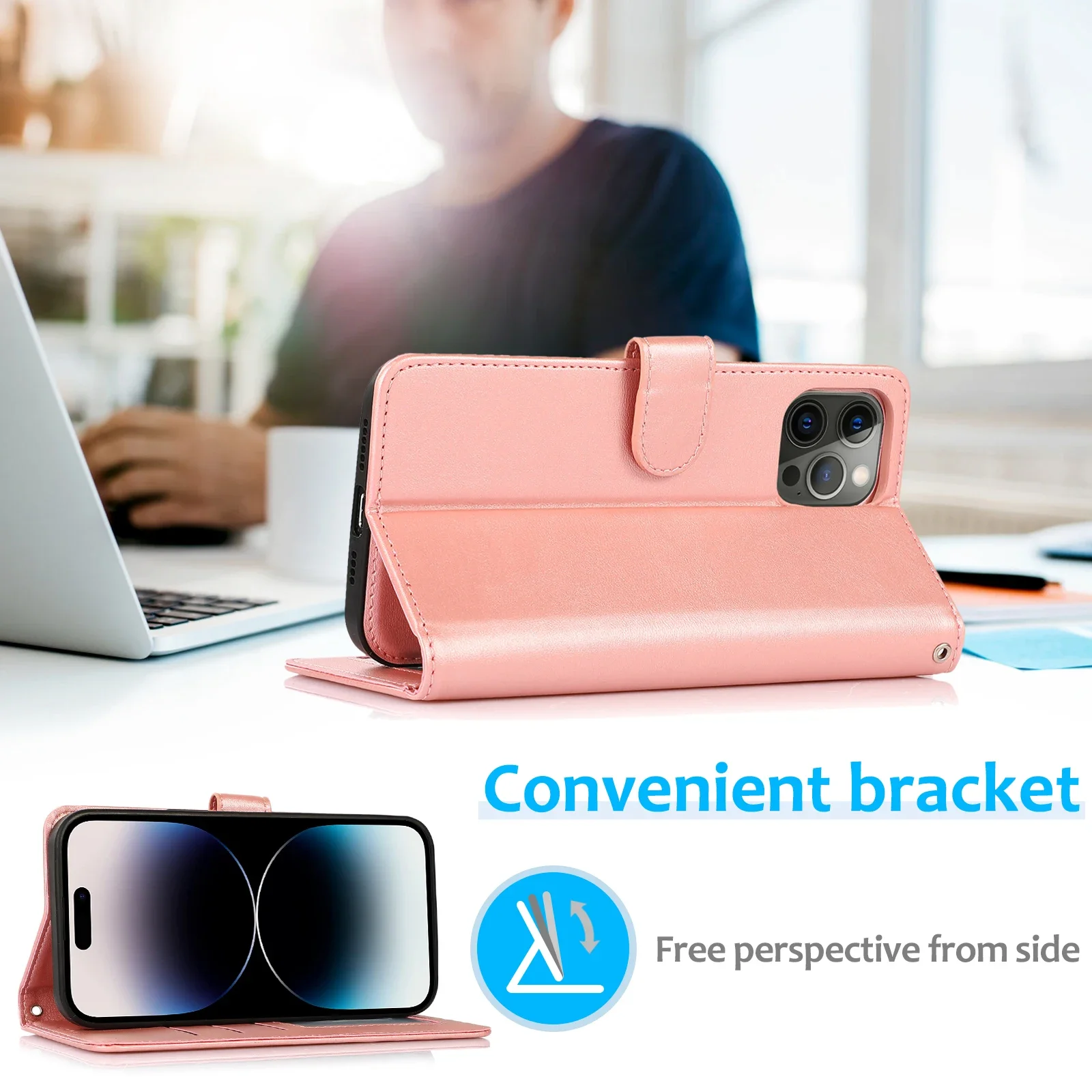 2 in 1 Magnetische Flip Leder Brieftasche Fall für iPhone 16 Pro Max 14 15 Plus 13 12 11 XR XS X SE 2022 Karte Slot Abnehmbare Abdeckung_voghion.com