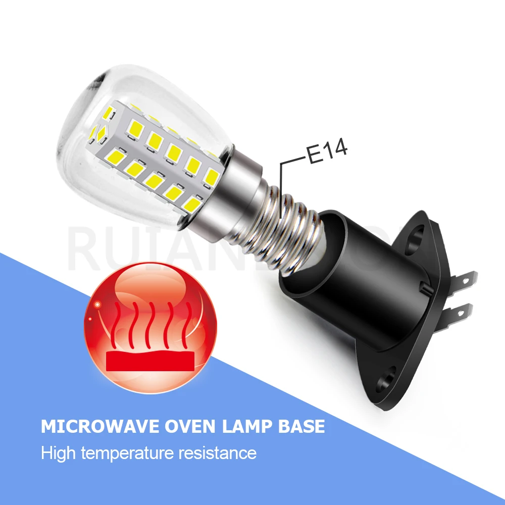 RUIANDSION E14 T170 2835 33SMD Light Bulb 220V High Temperature Microwave Light Bulb White/Warm White And Base E14MM Black led bulbs