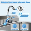 304 Stainless Steel Sink Single Bowl Commercial Kitchen Sink w/Workbench, Stainless Steel 47" x 24" x 32" 5