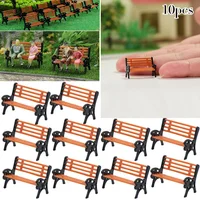 10pcs Model Train HO TT Scale 1:87 Bench Chair Settee Street Park Layout Plastic Craft Home Decor Toy Model Building Tool 2