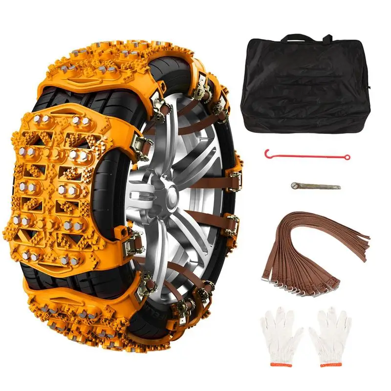 6pcs/set Car Snow Chains Off-Road Vehicle Sedan SUV Car Tire Supplies Auto Tire Snow Chains Anti-Skip Belt Safe Driving Tool