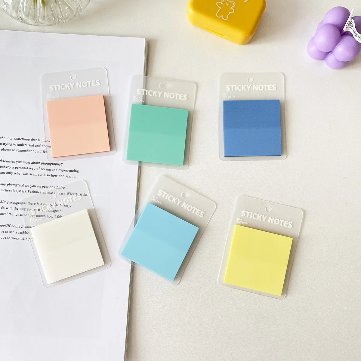 50 pcs set Morandi solid color Sticky Notes Memo Pad Diary Stationary Flakes Scrapbook Decorative Transparent