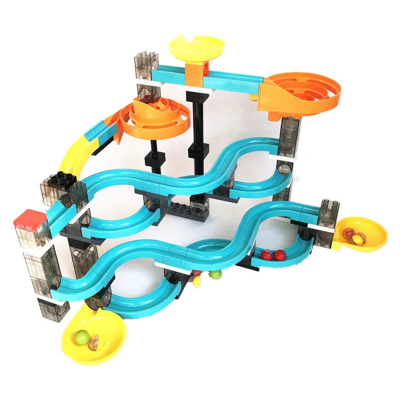 111Pcs Marble Race Run Building Blocks Special Large Spiral Funnel Slide Maze Tracks 12 Balls Compatible Educative Diy Toys