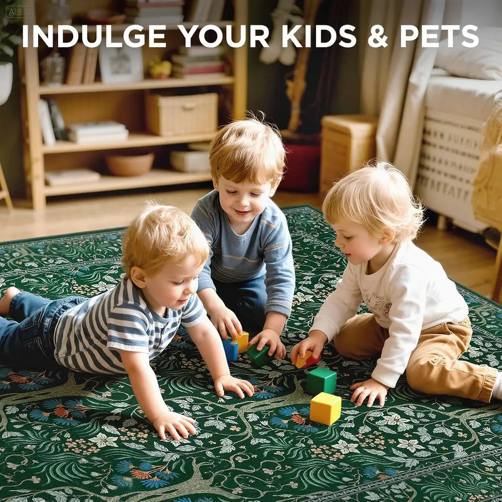 Low pile rug under furniture