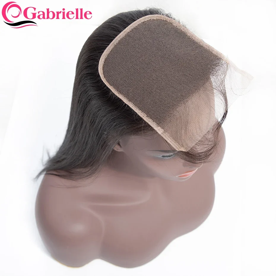 Gabrielle 5x5 6x6 Lace Closure Brazilian Straight Human Hair Closures Only Pre Plucked with Baby Hair Natural Color Remy Hair 1