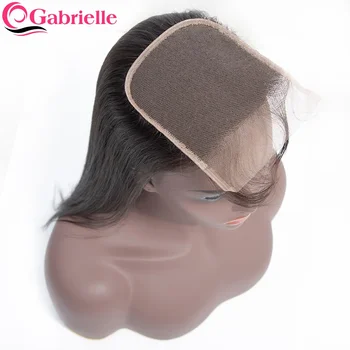 Gabrielle 5x5 6x6 Lace Closure Brazilian Straight Human Hair Closures Only Pre Plucked with Baby Hair Natural Color Remy Hair 1