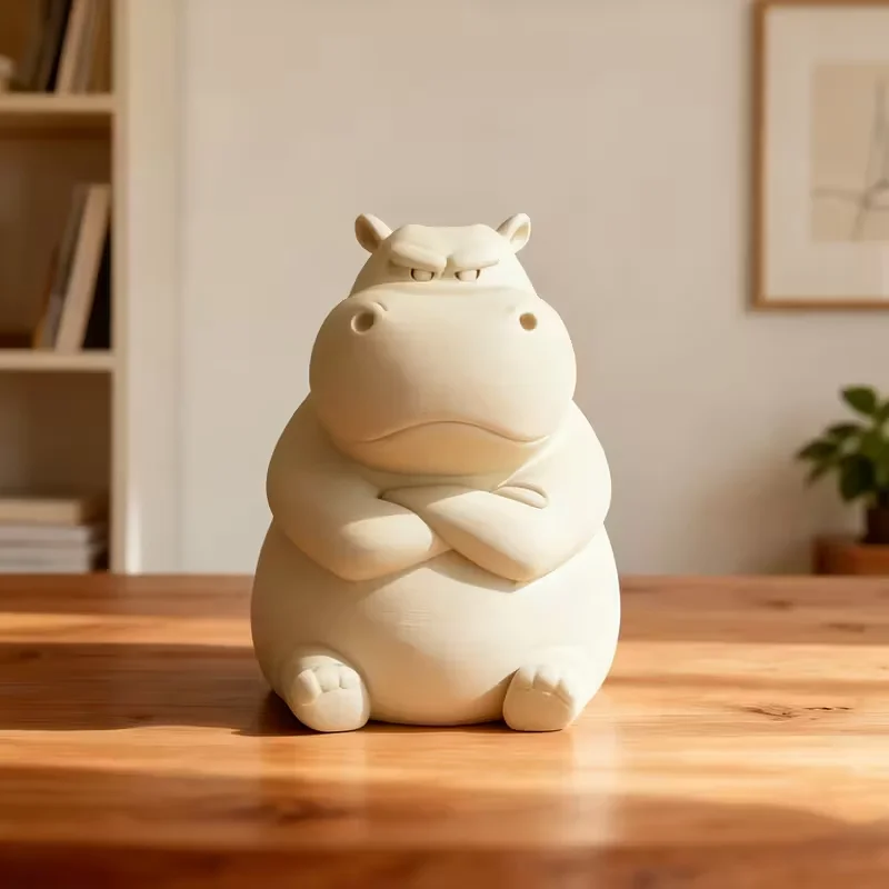 3D Printed Angry Hippo Car Dashboard Decor - Durable Plastic, Halloween & Christmas Gift (Home Desk/Party) 1