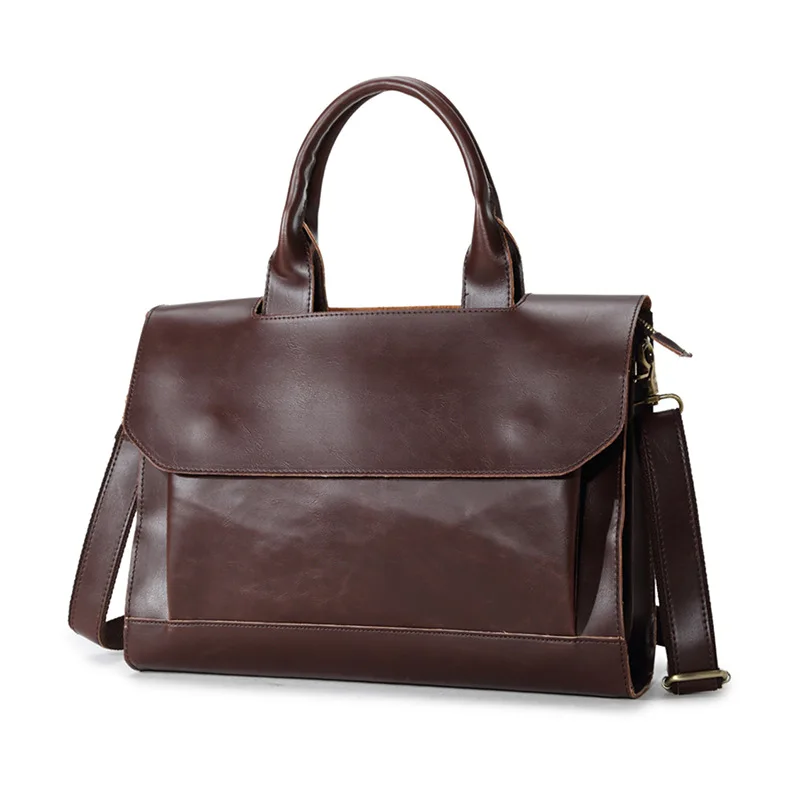 

Vintage Men Business Handbag Briefcase Vegan Leather Laptop Bags Waterproof Portable Document Office Shoulder Crossbody Bag