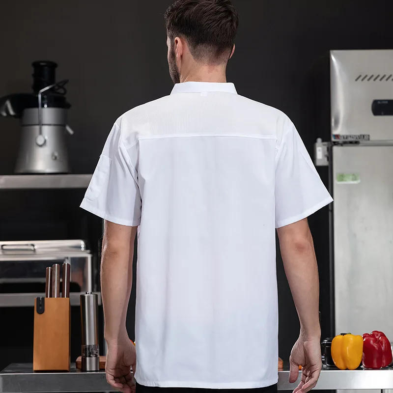 Customized Logo Unisex Chef Jacket Summer Kitchen Shirts Hotel Restaurant Kitchen Coat Bakery Catering Work Cooking Clothes 3