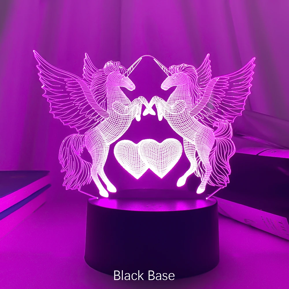Double Horse-Unicorn Touch-Control 3D LED Night Light