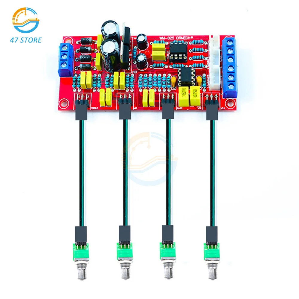 

NE5532 Audio Preamplifier Bass Treble Sound Tone Control Board with Extension Cord 20cm For Diy Amplifier Volume Control Board
