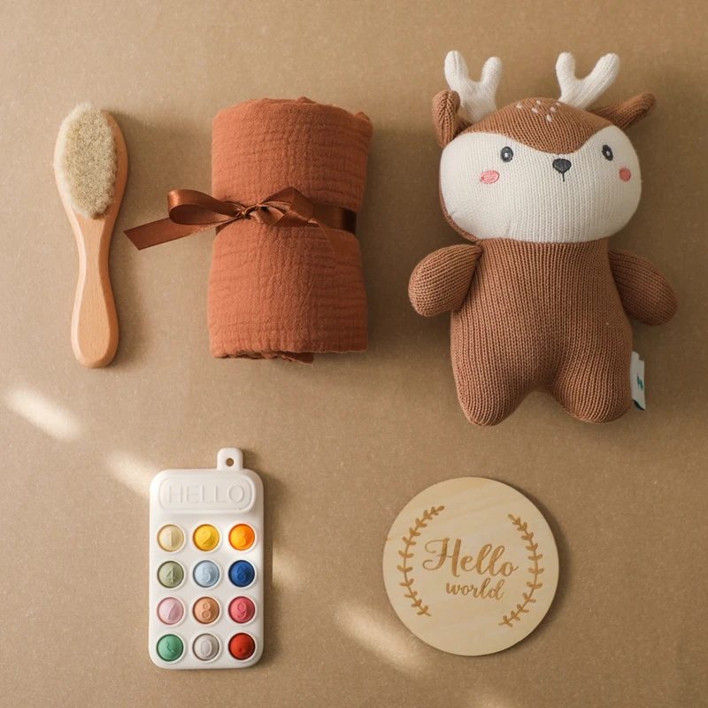 BaBy Accessories Photography Props Newborn Keepsakes Memories Milestone Cards Monthly Blanket Babies Photos Baby Birth Gift Set - 6