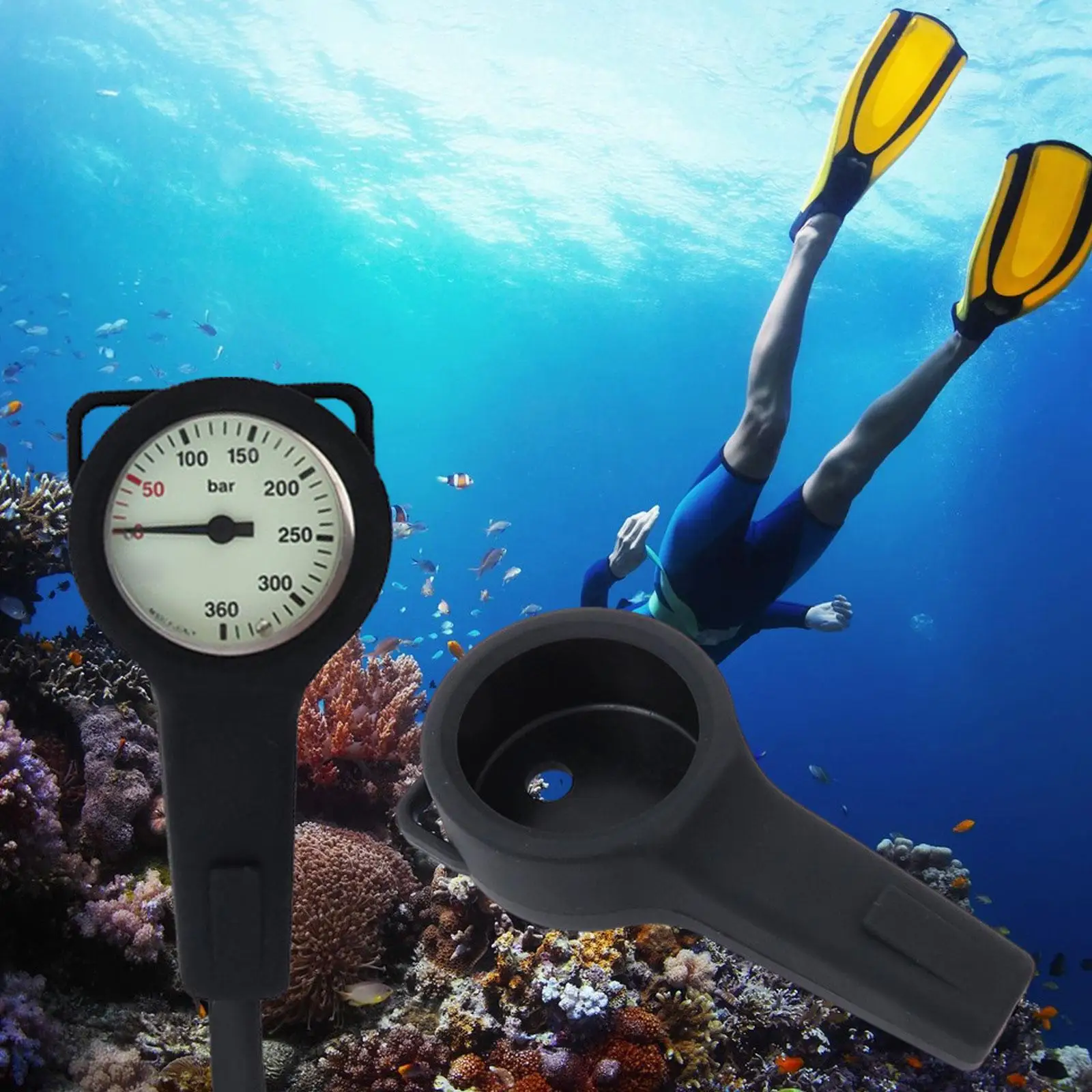 

Scuba Pressure Gauge Boot Protective Cover Metal High Pressure Gauge Case Durable Black Epdm Environmentally Friendly Rubber