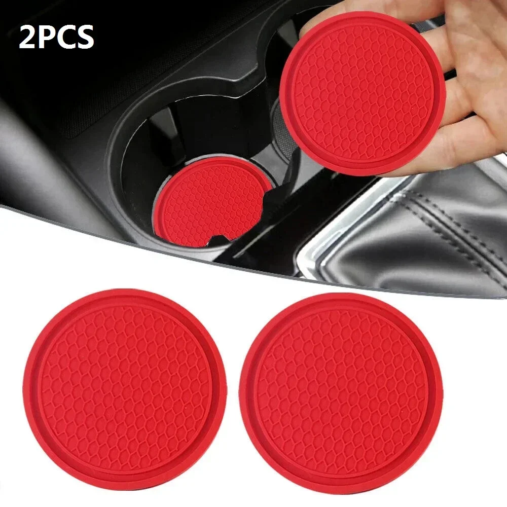 2Pcs Red Silicone Car Cup Holder Anti-Slip Insert Coasters Pads Mats Universal Auto Interior Accessories for Car Home cup holder coasters cup holder inserts cup holder insert
