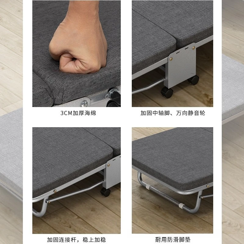 Letto Pieghevole Singolo per Ufficio, Letto da Campeggio per Pausa Pranzo, con Piano Rigido, Pieghevole in Tre Parti - immagine 4