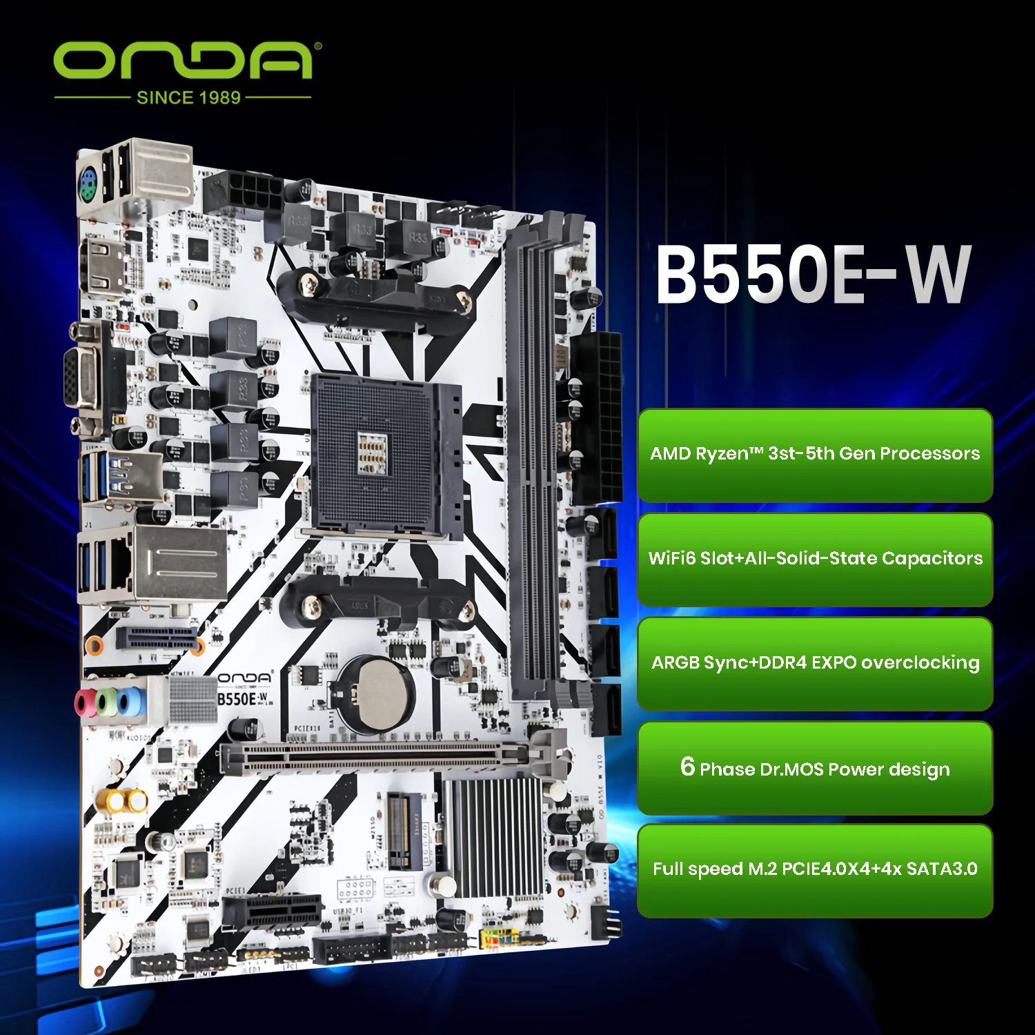 ONDA B550 AM4 Motherboard-Ryzen 5600G/5700X/4750G Ready,Dual