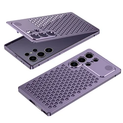 Aluminum Alloy Spring Metal Case with Lens Protection and Built - in Aroma - S25 Ultra (PURPLE)