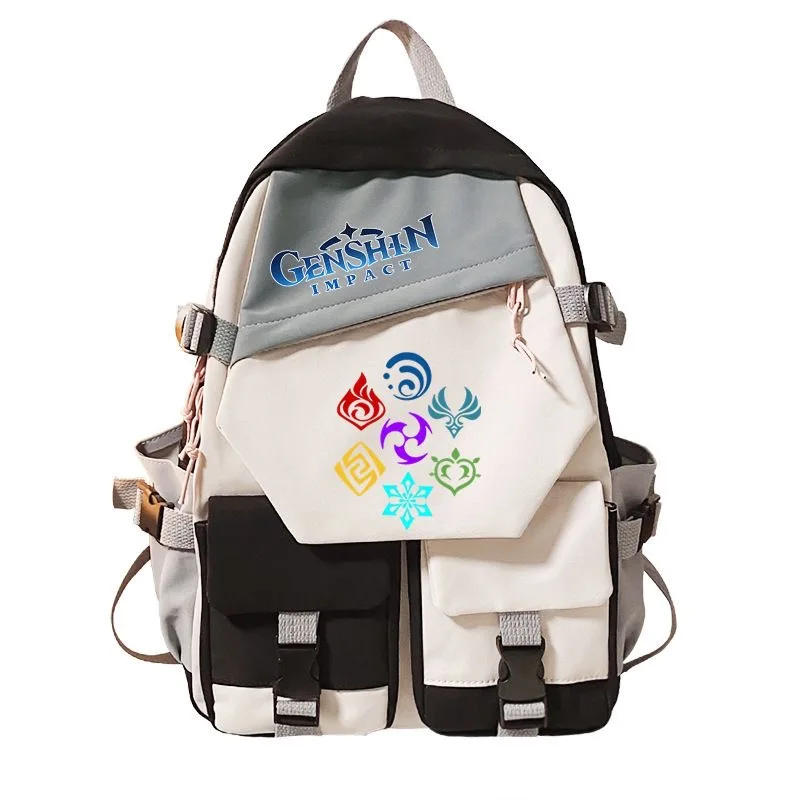 

Genshin Impact Vision Print Color Blocking Backpack Teenarges Schoolbag Girls Boys Fashion Laptop Travel Shoulder Bags Mochila