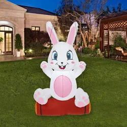 Jouet gonflable de pâques, lapin mignon et éclairé par LED, décoration géante pour pâques, jardin, maison, extérieur, 1.2M 
