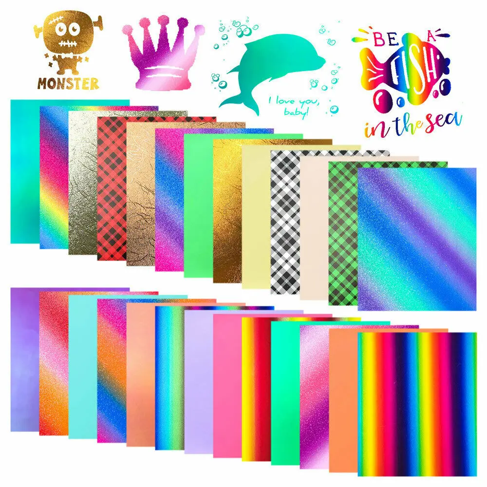 Vibrant Sparkle Rainbow Plaid Adhesive Vinyl Sheet Set – 26 Assorted Colors for Creative DIY Projects