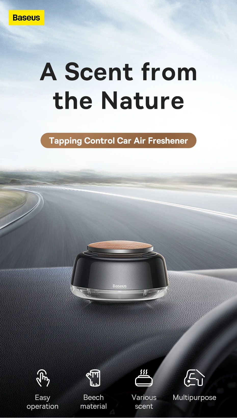 Nước hoa khô khử mùi Baseus Lingering Garden Tapping Control Car Air Freshener DZ-TM2 - Hình ảnh 1
