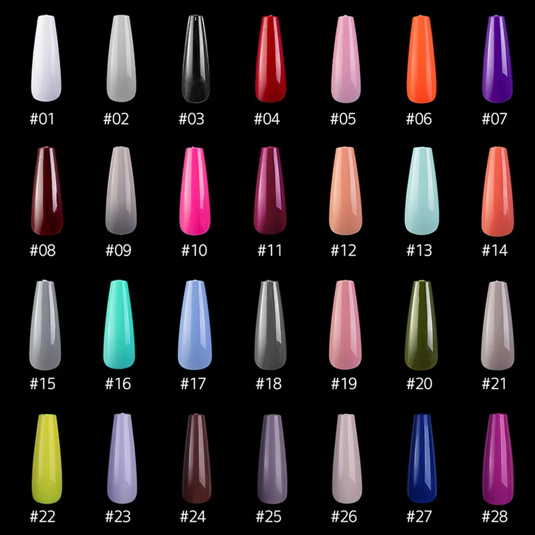 Fake Nails 20/100Pcs Candy Color False Nail Extension Forms French Acrylic Full Cover Solid Color Pointed Sets Tools